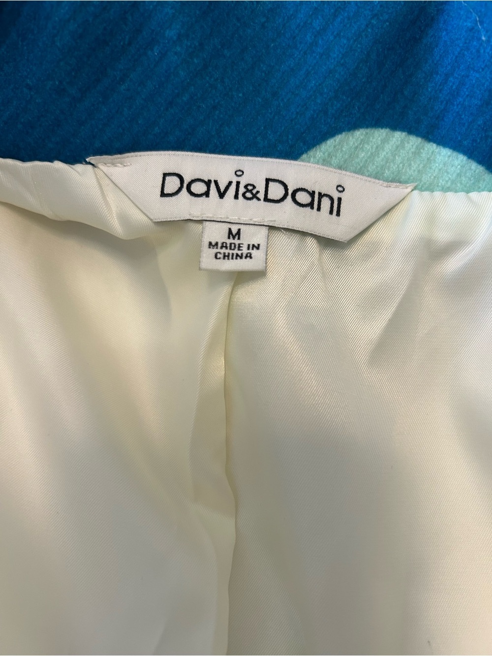 DAVI & DANI Teal, Aqua & Beige Floral Drape Coat - Picture 4 of 5